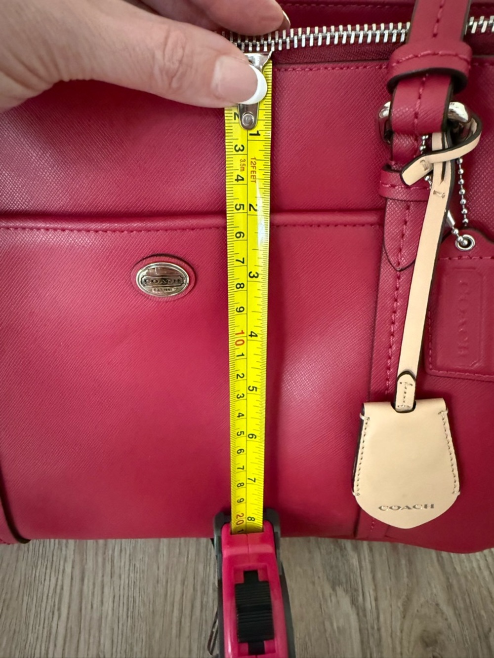 Coach Peyton Leather Tote – Magenta - Picture 14 of 15